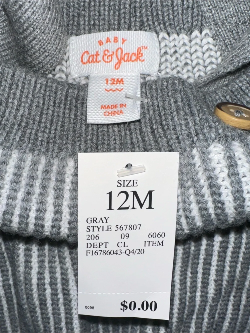 Cat & Jack Henley Top with Gray Knit Suspender Bloomers, NWT, Size 12 Months